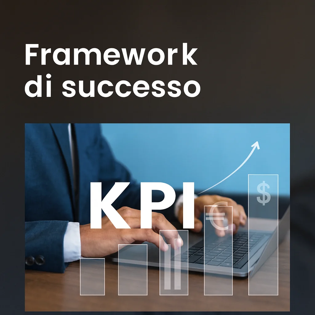 Illustrazione concettuale che rappresenta un framework di comunicazione efficace nel marketing B2B, con forme e linee che convergono a simboleggiare metodo e strategia.